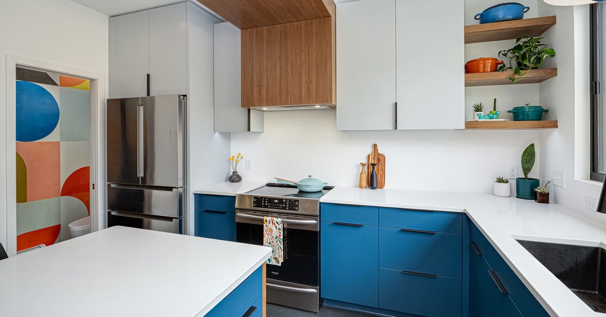 Modern Kitchen Remodel Solves For frozen Pipes in St. Paul Home